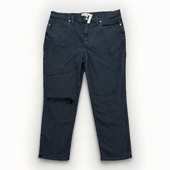 NWT MADEWELL The Girl Jean Straight Leg Black Denim‎ Jeans Women's Size W 32 - Picture 1 of 12